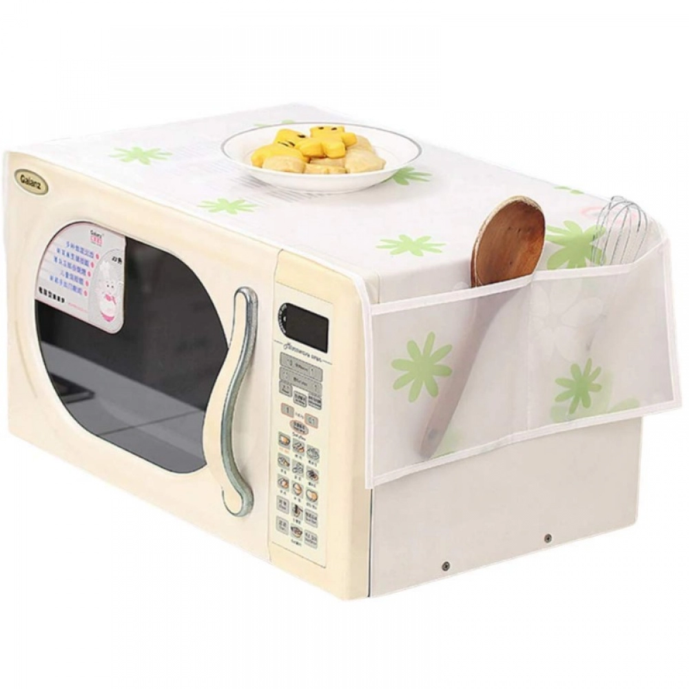 Generic Pack Of_2 Microwave Oven Cover with Pocket (Color: Assorted) - Image 2