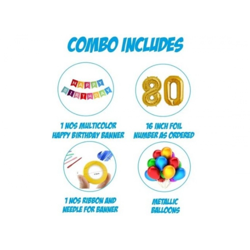 Generic 23Rd Happy Birthday Decoration Combo With Multi Color Banner (Golden) - Image 2