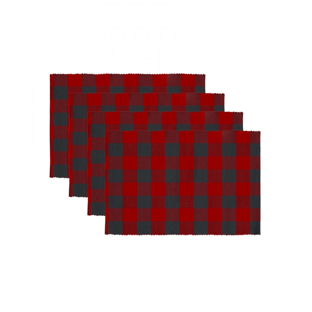 Generic Checked Cotton Place Mats Sets (Red & Black) - Image 3