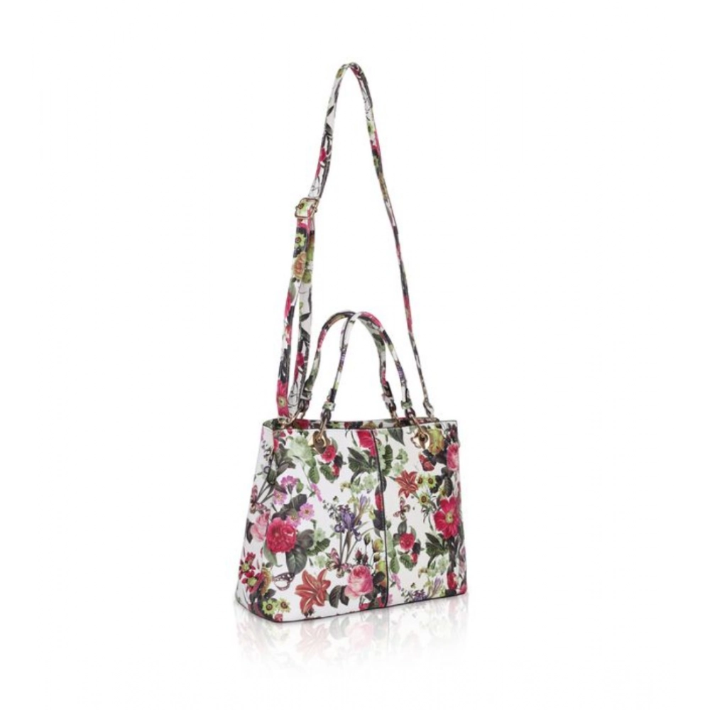 Generic Women's Faux Leather Printed Handheld Bag (White Pink) - Image 2