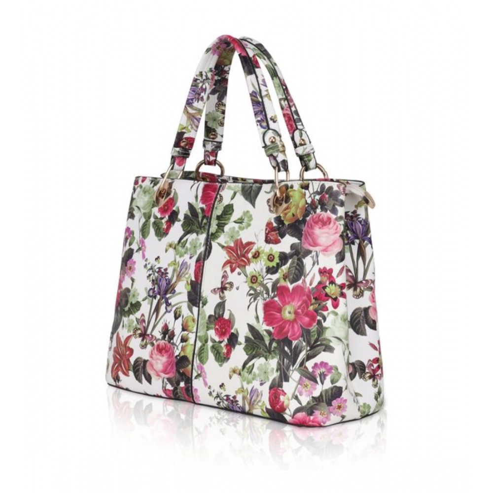 Generic Women's Faux Leather Printed Handheld Bag (White Pink) - Image 6
