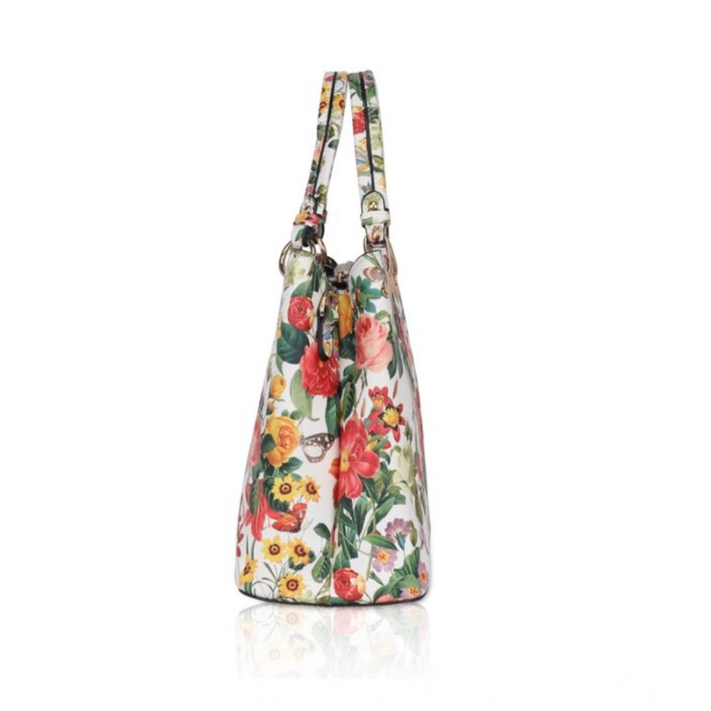 Generic Women's Faux Leather Printed Handheld Bag (White Orang) - Image 5