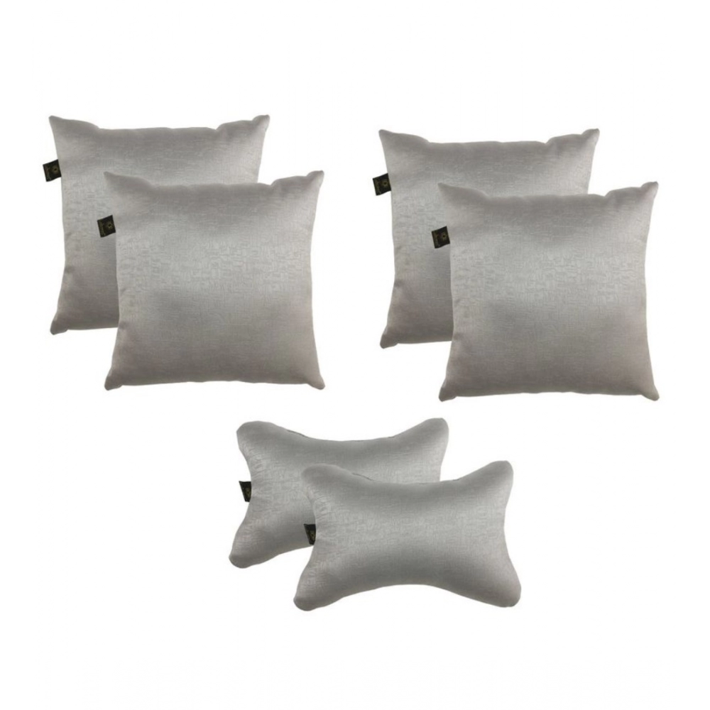 Generic Pack Of_6 Polyester Solid Car Pillow Sets (Grey, Size: 12x12 In)