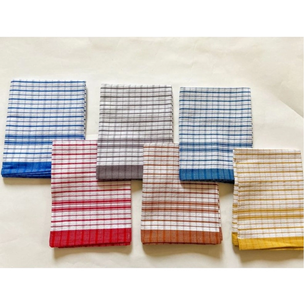Generic Pack Of_6 Cotton Checkered Kitchen Towel Sets (Multicolor, Size: 18x28 In)