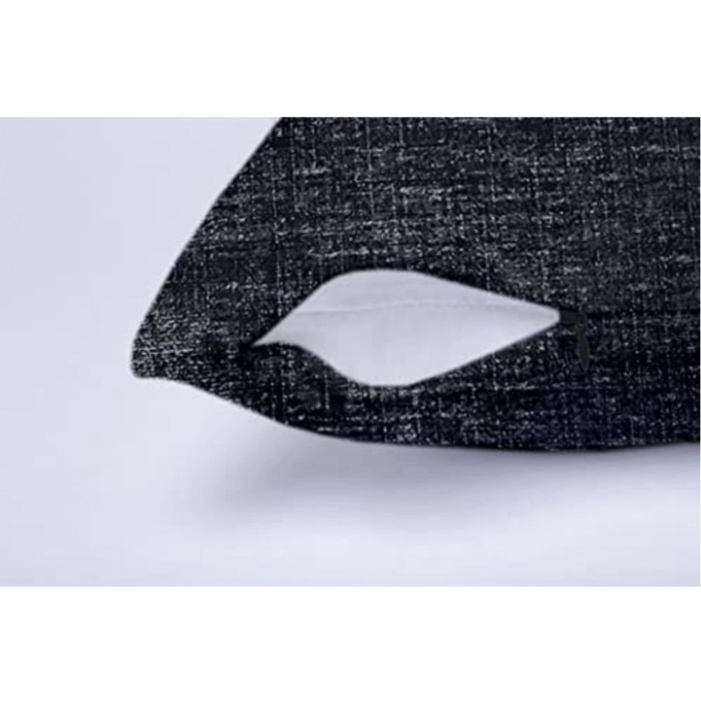 Generic Pack Of_2 Chenille Checkered Cushion Covers (Black, Size: 18x18 In) - Image 2