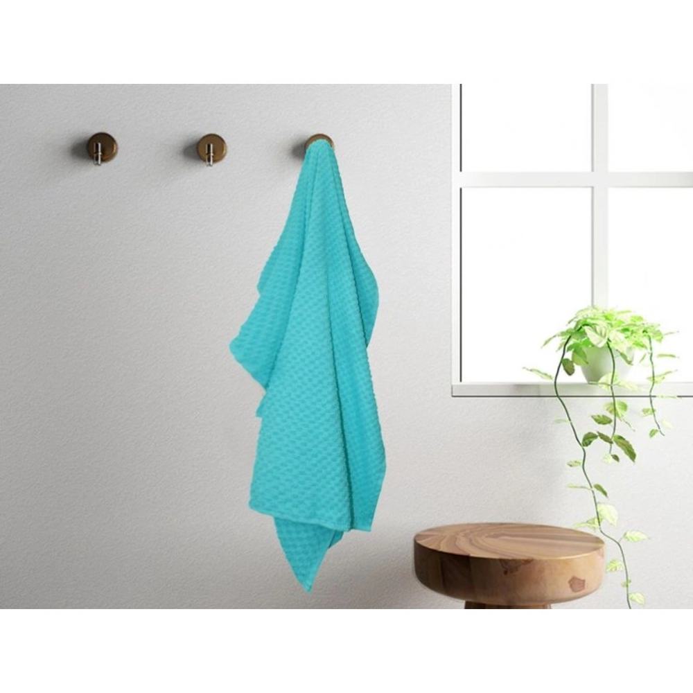 Generic Cotton Popcorn Weave Bath Towels (Aqua Blue, Size: 28x59 In) - Image 3