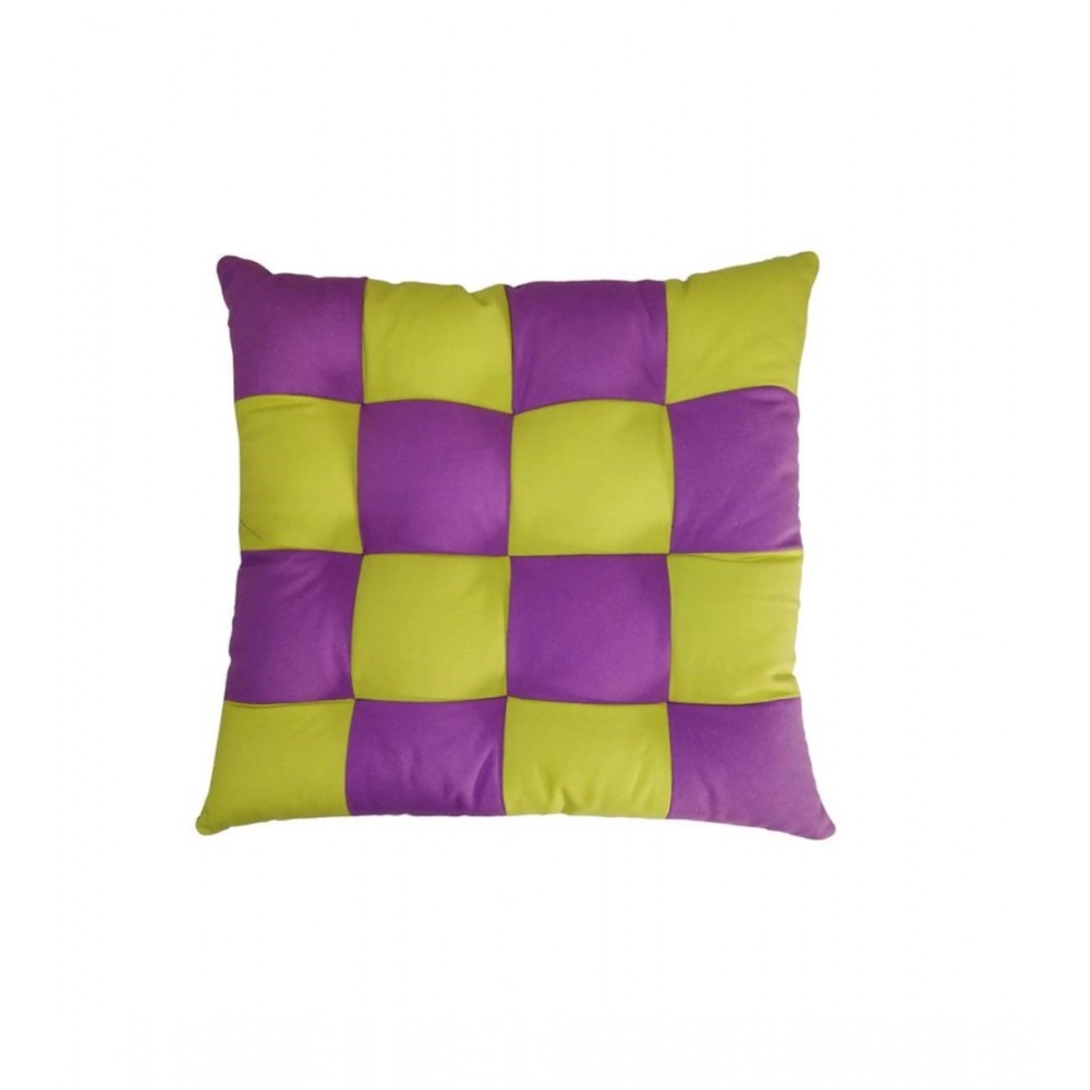 Generic Cotton Blended Solid Chair Cushions (Purple & Green, Size: 16x16 In) - Image 4