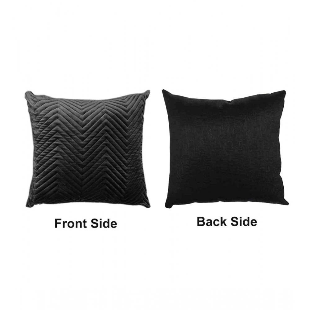 Generic Pack Of_4 Polyester zig zag Car Pillow Sets (Black, Size: 12x12 In) - Image 4