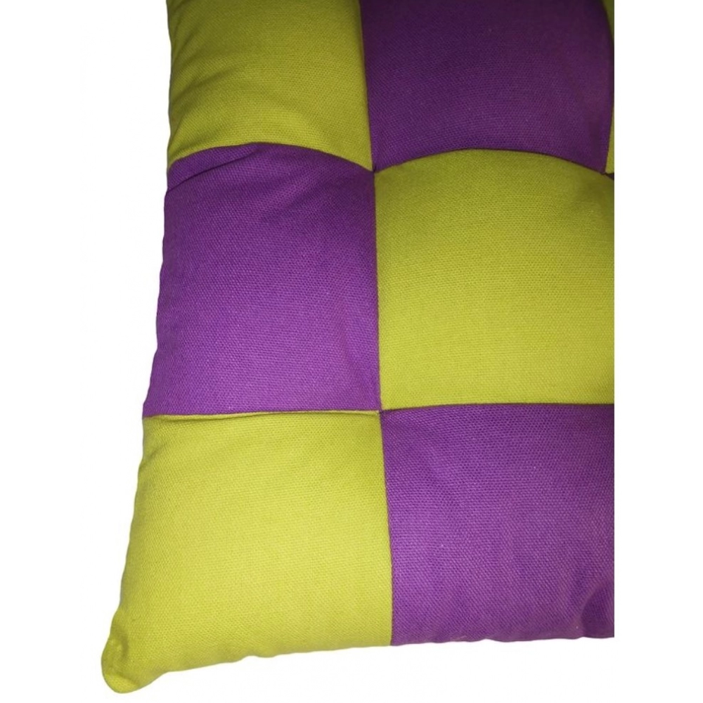 Generic Cotton Blended Solid Chair Cushions (Purple & Green, Size: 16x16 In) - Image 2