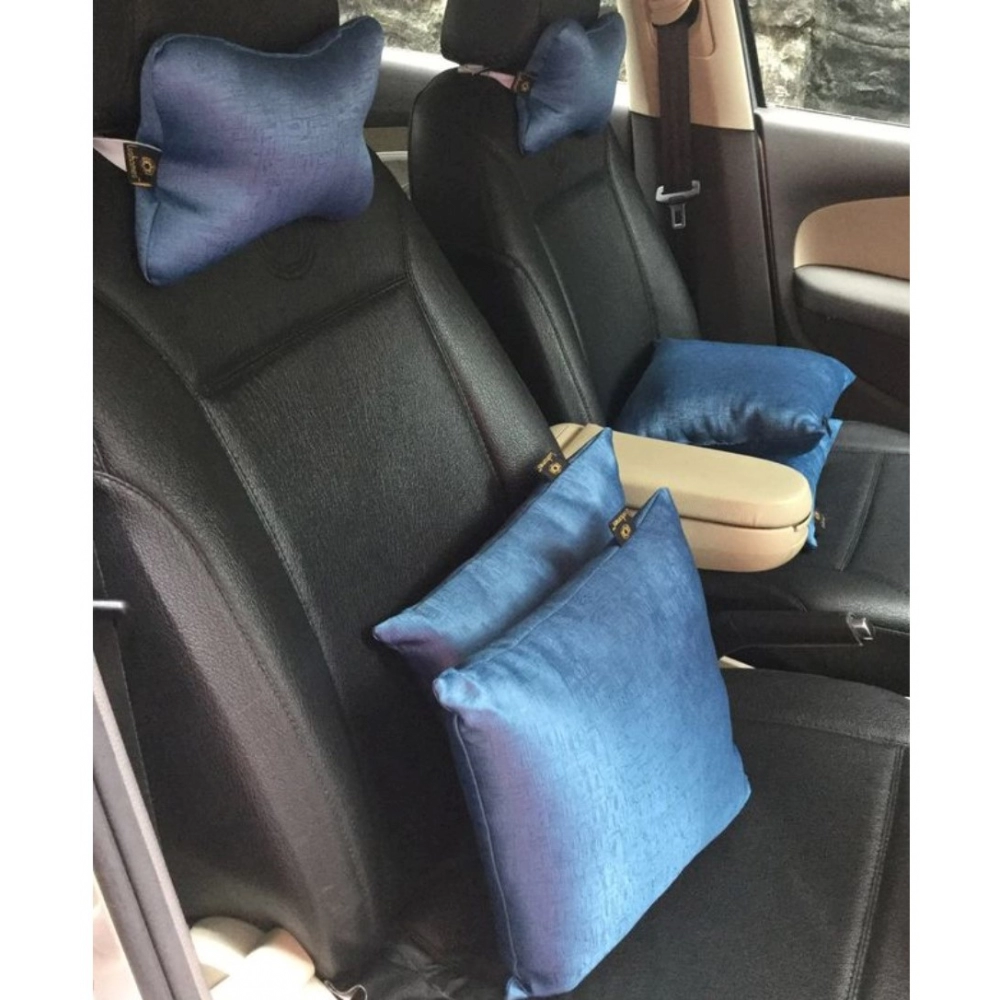 Generic Pack Of_6 Polyester Solid Car Pillow Sets (Navy Blue, Size: 12x12 In) - Image 3