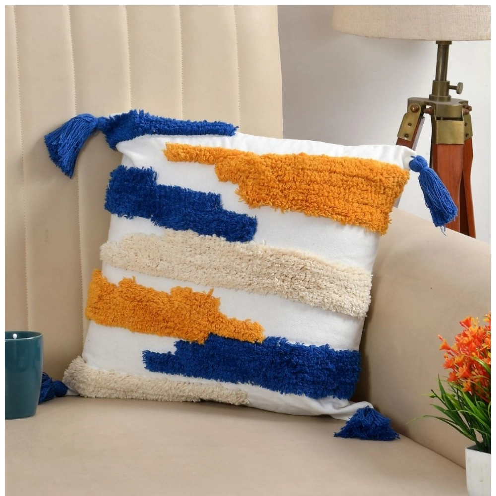 Generic Cotton Tufted Cushion Pillow Cover 16x16 Inch Pack of 2 (CutSatal) - Image 4